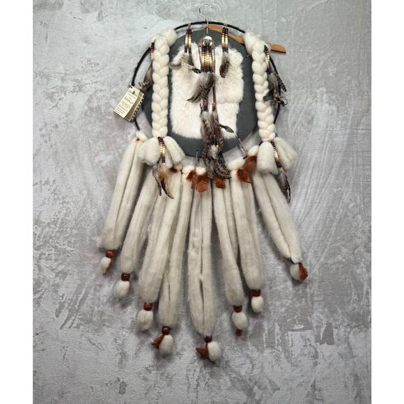 Vtg Moon Raven Native American Mandella Dream Catcher Wall Hanging 20" x 41" - Picture 1 of 7